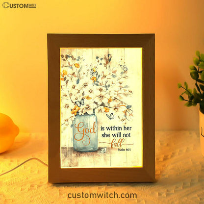 Jasmine Flower God Is Within Her Frame Lamp Art - Bible Verse Art - Christian Inspirational Decor