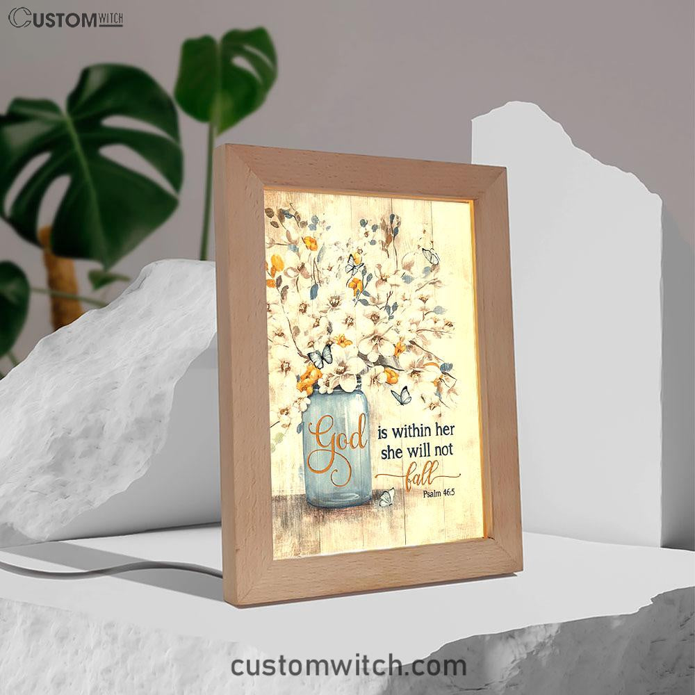Jasmine Flower God Is Within Her Frame Lamp Art - Bible Verse Art - Christian Inspirational Decor