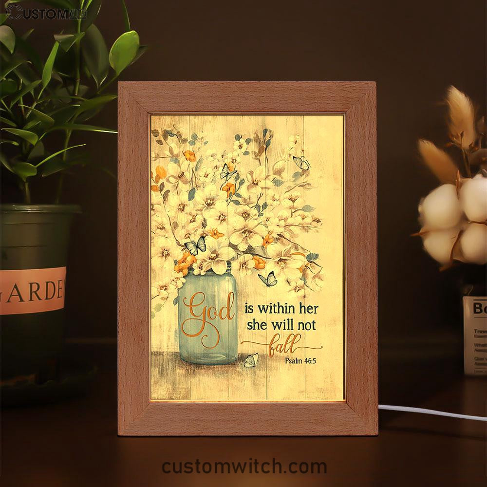 Jasmine Flower God Is Within Her Frame Lamp Art - Bible Verse Art - Christian Inspirational Decor