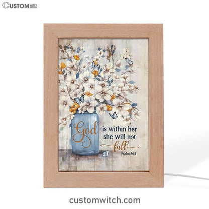 Jasmine Flower God Is Within Her Frame Lamp Art - Bible Verse Art - Christian Inspirational Decor