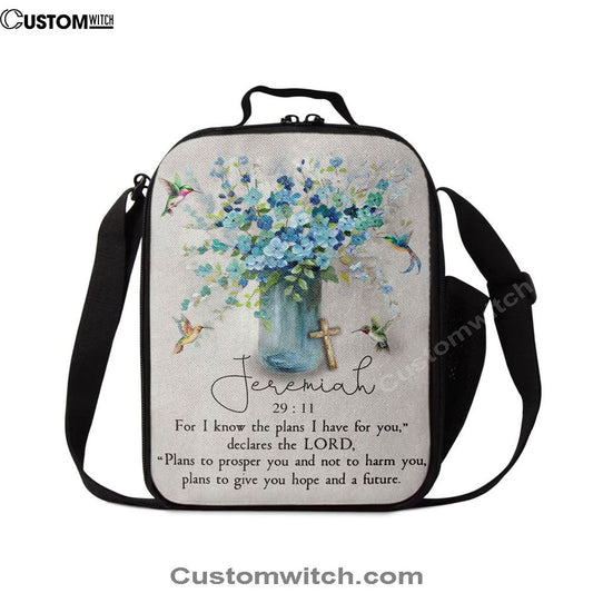 Jeremiah 2911 For I Know The Plans I Have For You Hummingbird Flowers Lunch Bag, Christian Lunch Box For School, Picnic