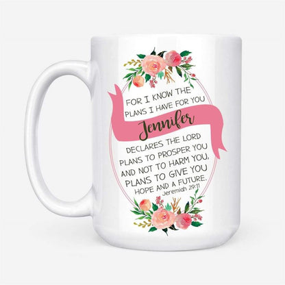 Jeremiah 2911 Personalized Name Coffee Mug  Bible Verse Mugs, Christian Mug, Bible Mug, Faith Gift, Encouragement Gift