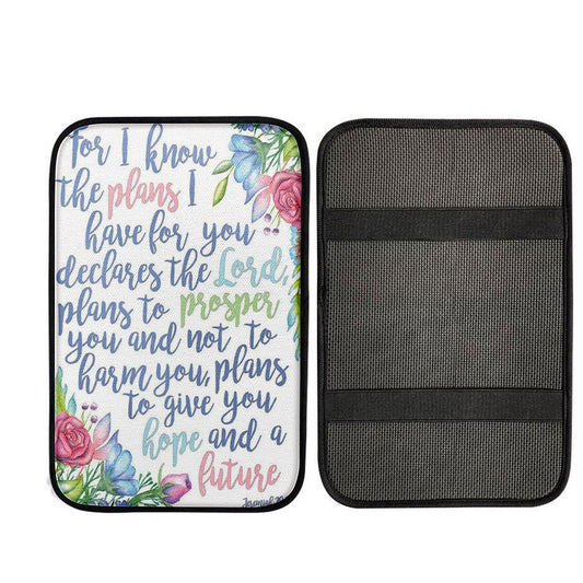 Jeremiah 29 11 Car Center Console Cover - For I Know The Plans I Have For You, Christ Car Armrest Accessories