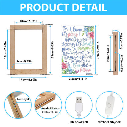 Jeremiah 29 11 Frame Lamp Art - For I Know The Plans I Have For You - Christian Night Light Decor