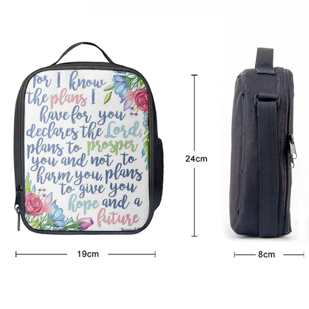 Jeremiah 29 11 Lunch Bag - For I Know The Plans I Have For You, Christian Lunch Box For School, Picnic