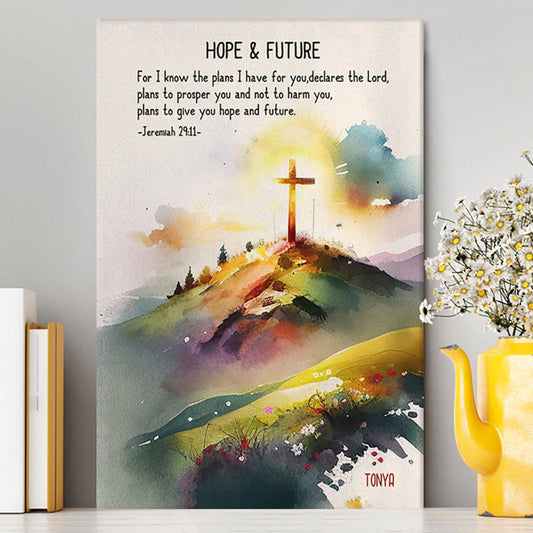 Jeremiah 911 Hope & Future Personalized Canvas Wall Art - Christian Canvas Prints - Bible Verse Gift For Women Of God