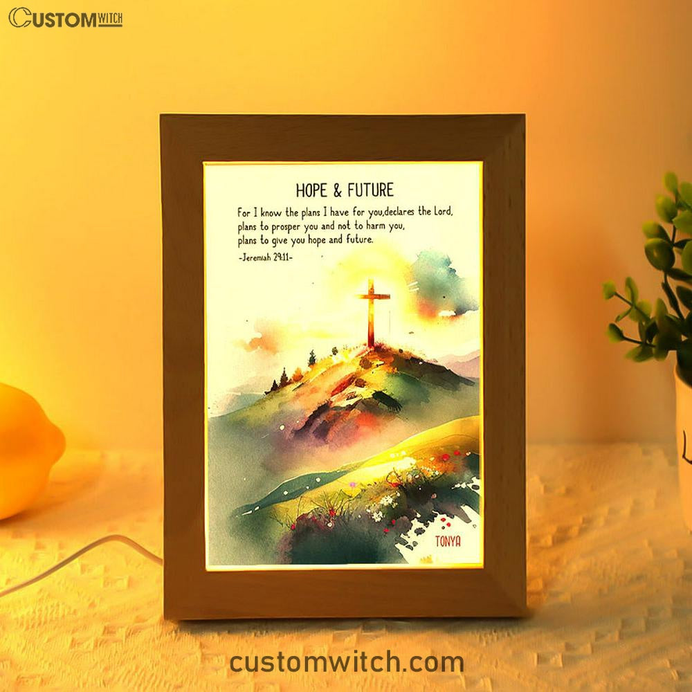 Jeremiah 911 Hope & Future Personalized Frame Lamp Art - Christian Night Light - Bible Verse Gift For Women Of God