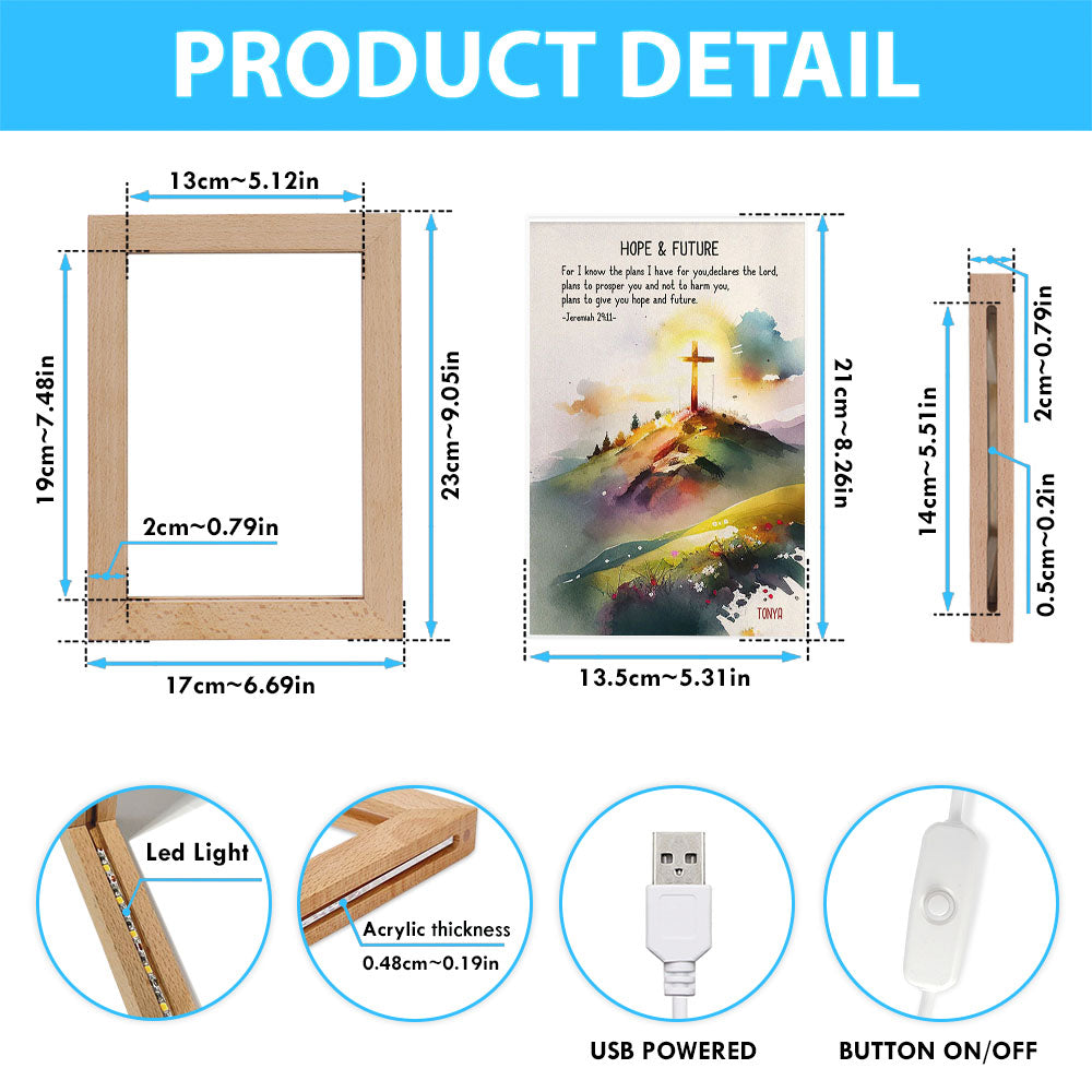 Jeremiah 911 Hope & Future Personalized Frame Lamp Art - Christian Night Light - Bible Verse Gift For Women Of God