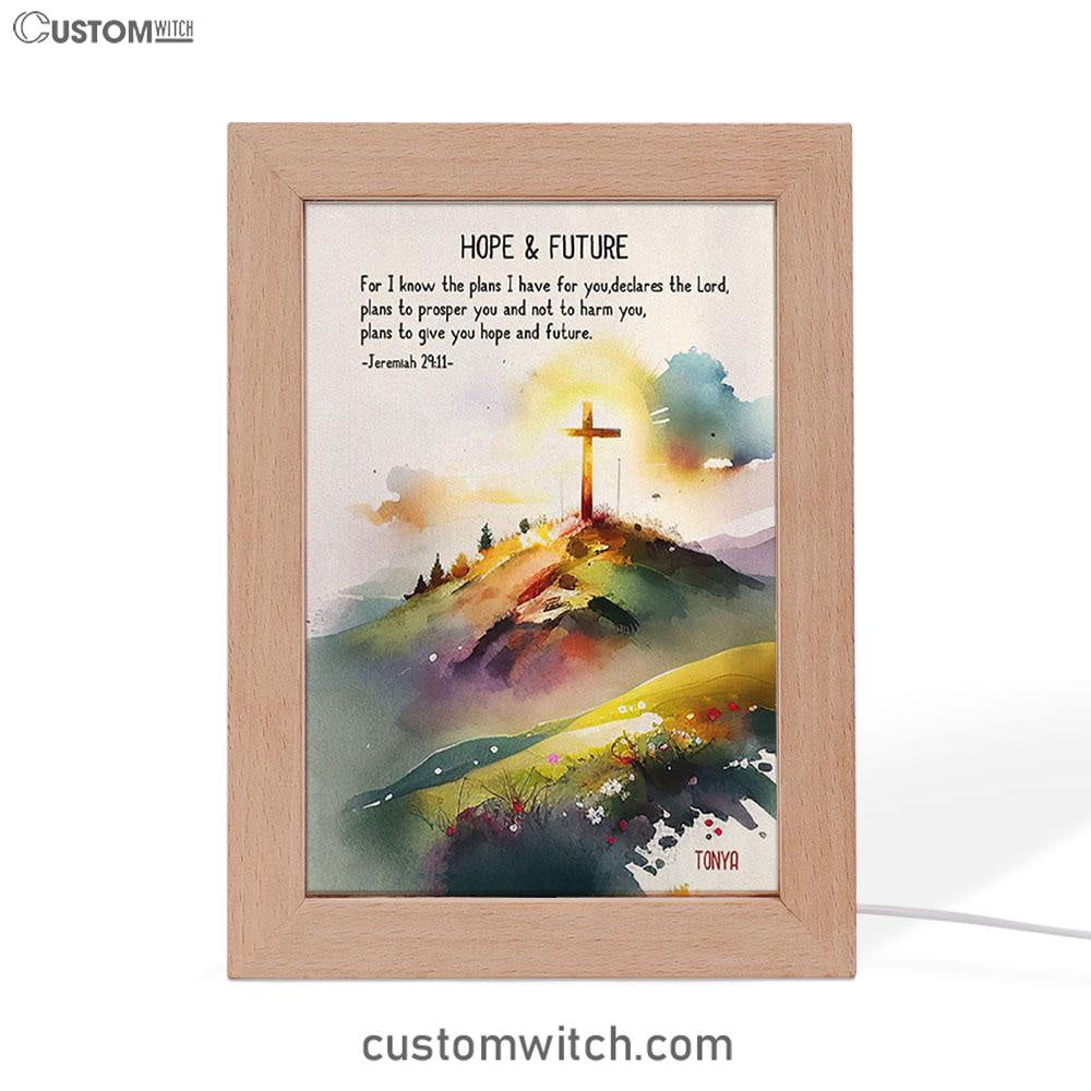 Jeremiah 911 Hope & Future Personalized Frame Lamp Art - Christian Night Light - Bible Verse Gift For Women Of God