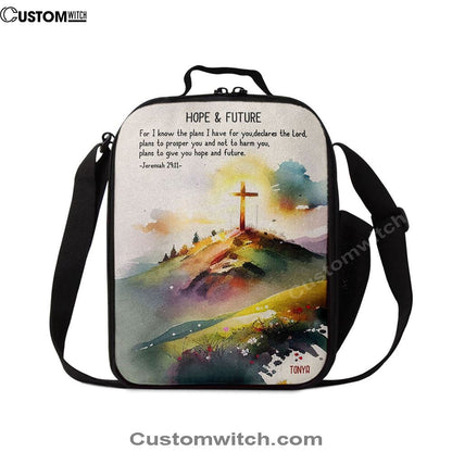 Jeremiah 911 Hope & Future Personalized Lunch Bag - Bible Verse Gift For Women Of God, Christian Lunch Box For School, Picnic