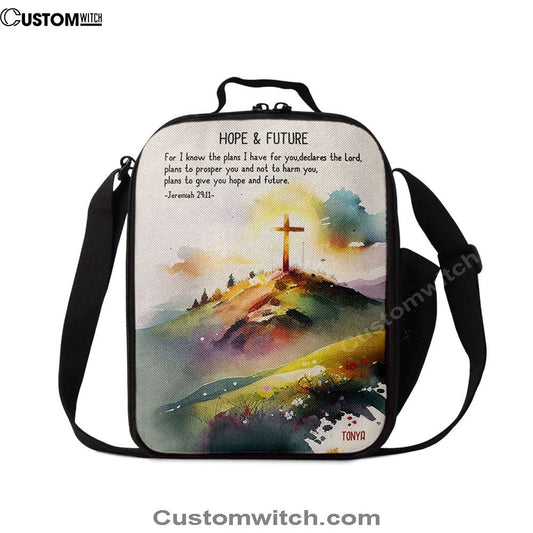 Jeremiah 911 Hope & Future Personalized Lunch Bag - Bible Verse Gift For Women Of God, Christian Lunch Box For School, Picnic
