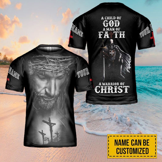 Jesus A Child Of God Custom Name All Over Print 3D T-Shirt, Gift For Christian, Jesus Shirt