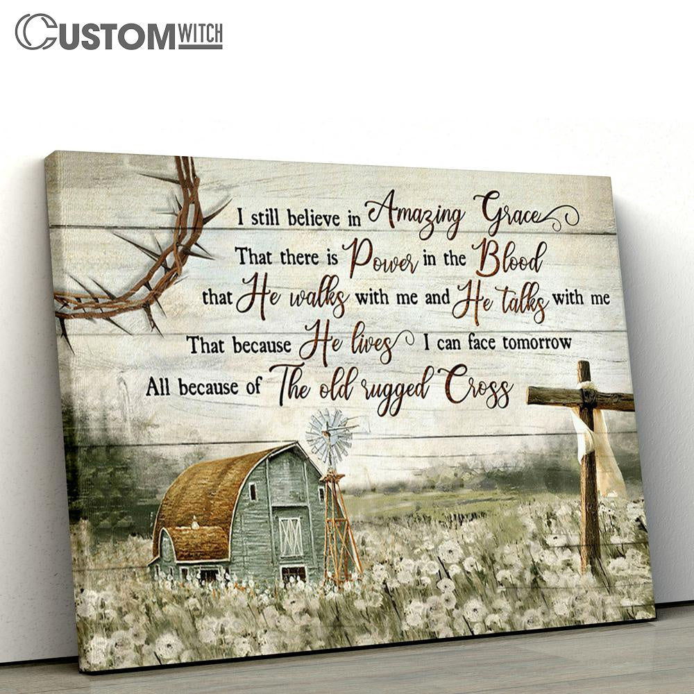 Jesus Amazing Grace Cross Barn Large Canvas - Christian Canvas Prints - Religious Canvas Art