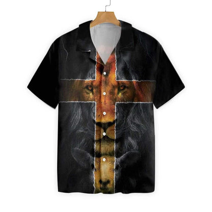 Jesus Amazing Lion And Lamb Christian Cross Hawaiian Shirt For Men, Christian Hawaiian Shirt, Gift For Christian