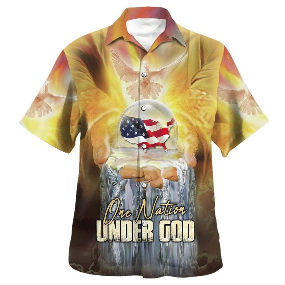 Jesus America One Nation Under God Hawaiian Shirt For Men, Christian Hawaiian Shirt, Gift For Christian