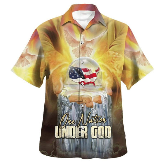 Jesus America One Nation Under God Hawaiian Shirt For Men, Christian Hawaiian Shirt, Gift For Christian