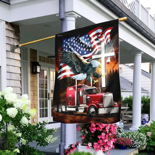 Jesus American Eagle Trucker Flag, Outdoor Christian House Flag, Christian Flag, Scripture Flag, Garden Banner