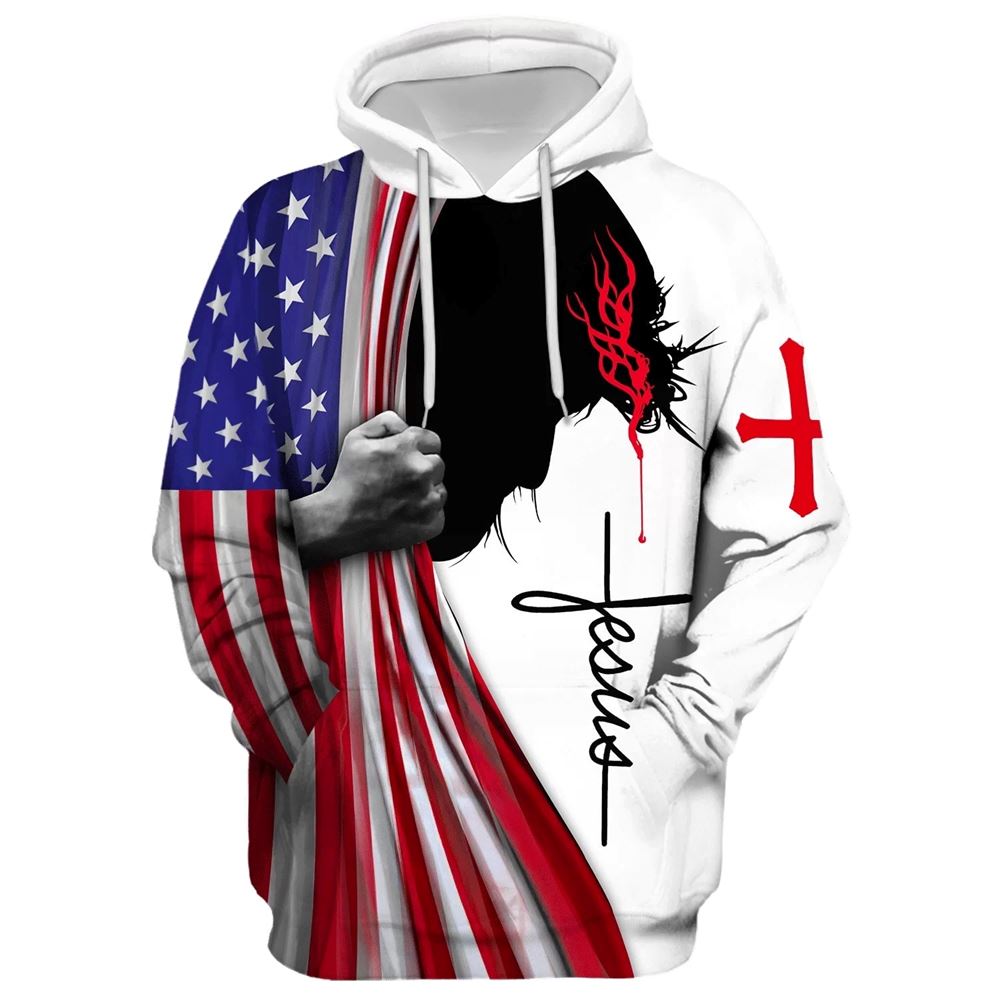 Jesus American Flag, Jesus Is My God Hoodie For Men & Women, God 3D Printed Hoodie, Christian Apparel Hoodies