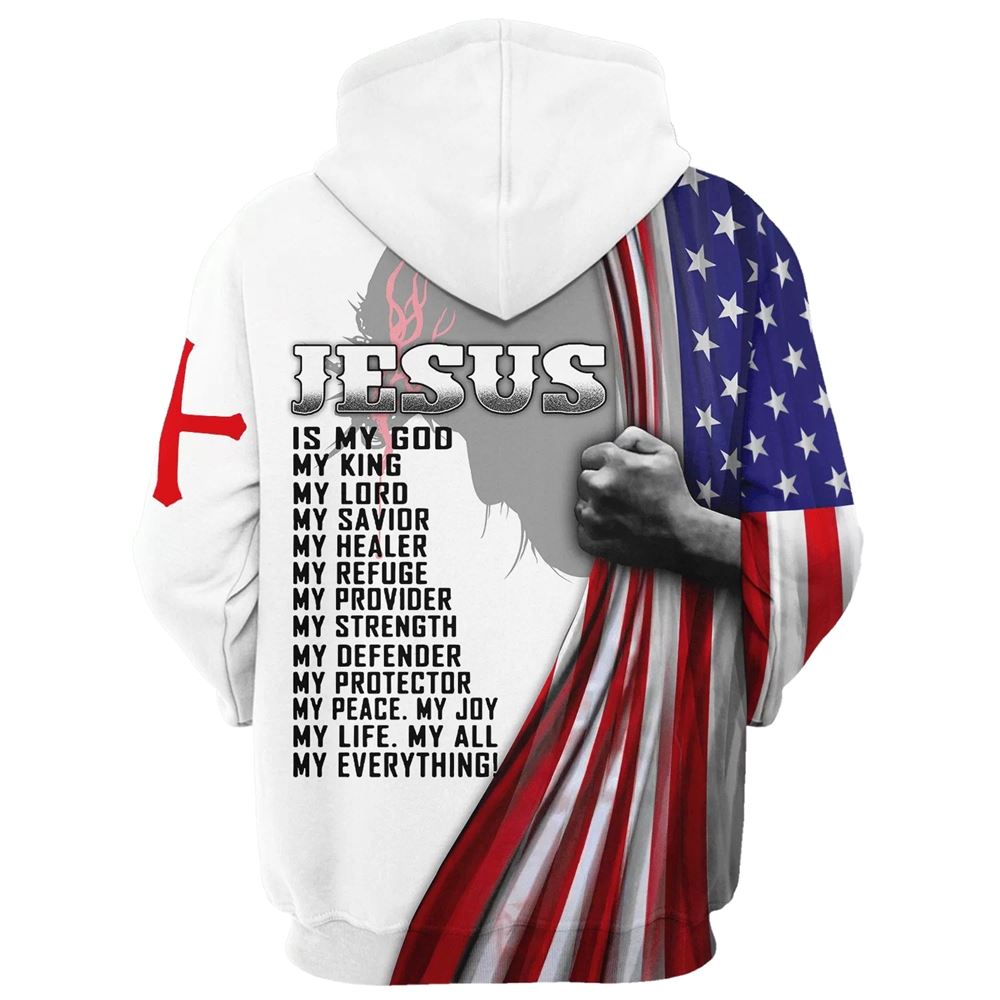 Jesus American Flag, Jesus Is My God Hoodie For Men & Women, God 3D Printed Hoodie, Christian Apparel Hoodies