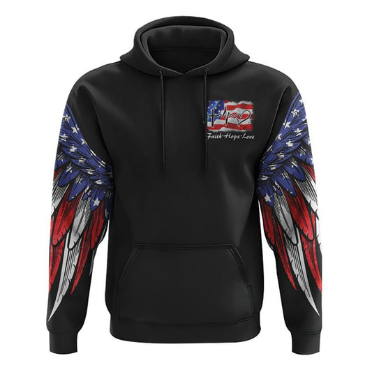 Jesus American Flag Wings Arm All Over Print 3D Hoodie, Christian Hoodie, Christian Sweatshirt, Bible Verse Shirt