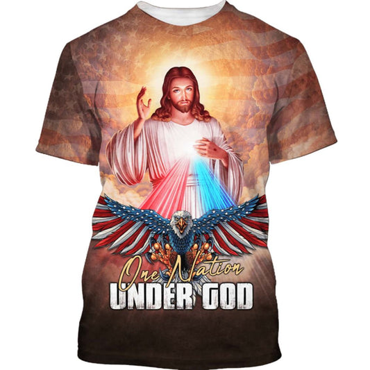 Jesus And American Eagle All Over Print 3D T-Shirt, Gift For Christian, Jesus Shirt