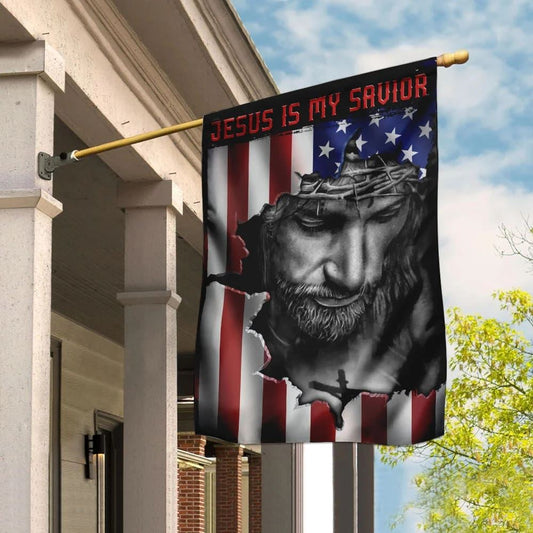 Jesus And American House Flags Jesus Is My Savior House Flags, Christian Flag, Scripture Flag, Garden Banner