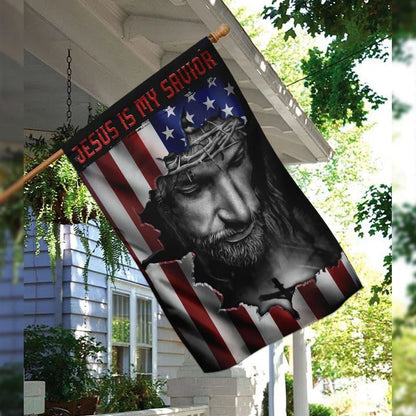 Jesus And American House Flags Jesus Is My Savior House Flags, Christian Flag, Scripture Flag, Garden Banner