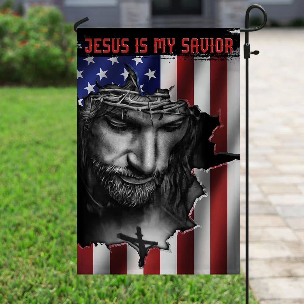 Jesus And American House Flags Jesus Is My Savior House Flags, Christian Flag, Scripture Flag, Garden Banner