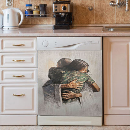 Jesus And American Soldiers Dishwasher Cover, Jesus Dishwasher Stickers, Christian Kitchen Decor