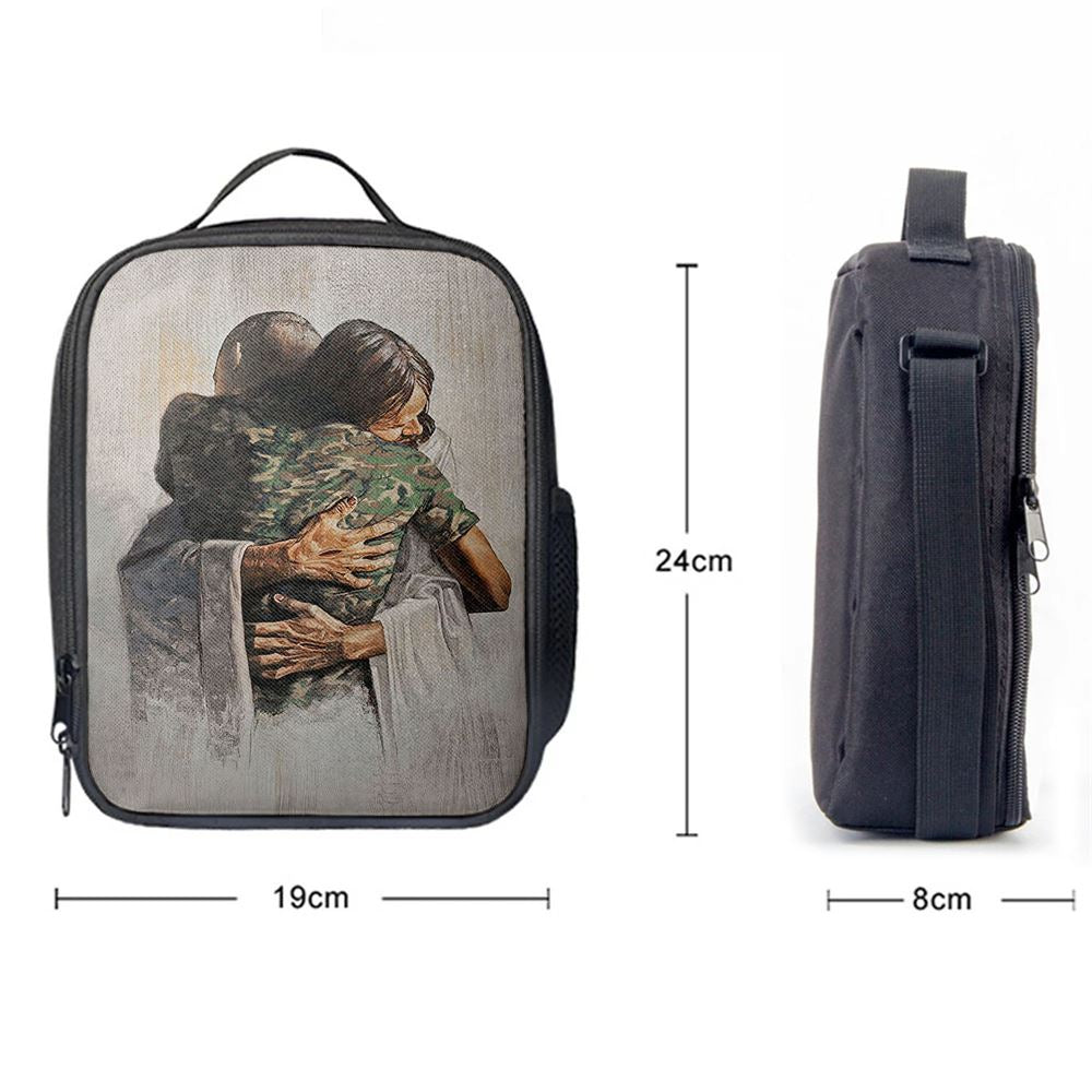Jesus And American Soldiers Lunch Bag, Christian Lunch Box For School, Picnic
