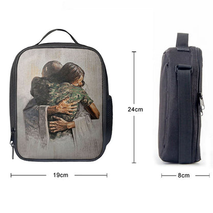 Jesus And American Soldiers Lunch Bag, Christian Lunch Box For School, Picnic