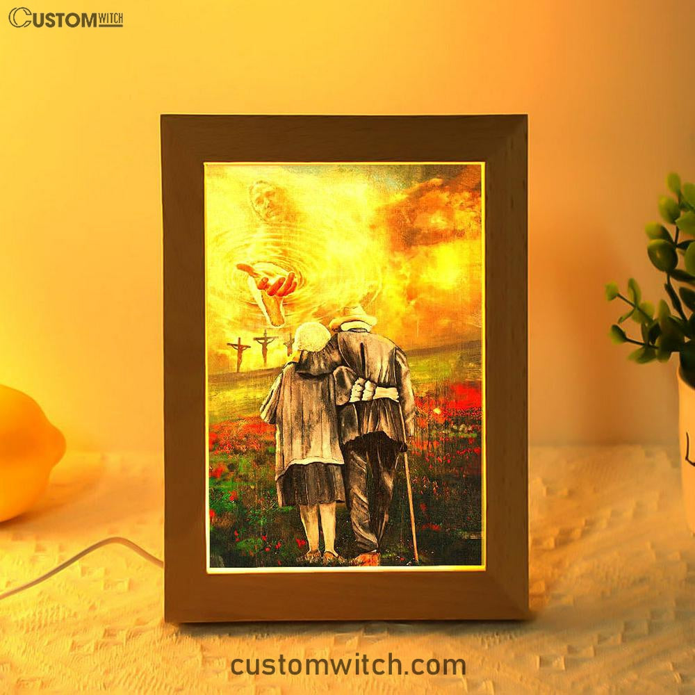 Jesus And An Old Couple Frame Lamp Art - Jesus Frame Lamp Pictures - Christian Night Light