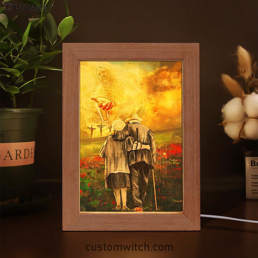 Jesus And An Old Couple Frame Lamp Art - Jesus Frame Lamp Pictures - Christian Night Light