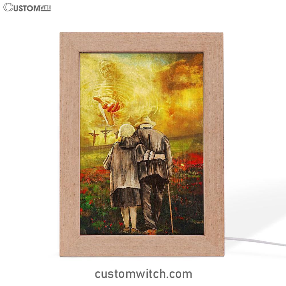 Jesus And An Old Couple Frame Lamp Art - Jesus Frame Lamp Pictures - Christian Night Light