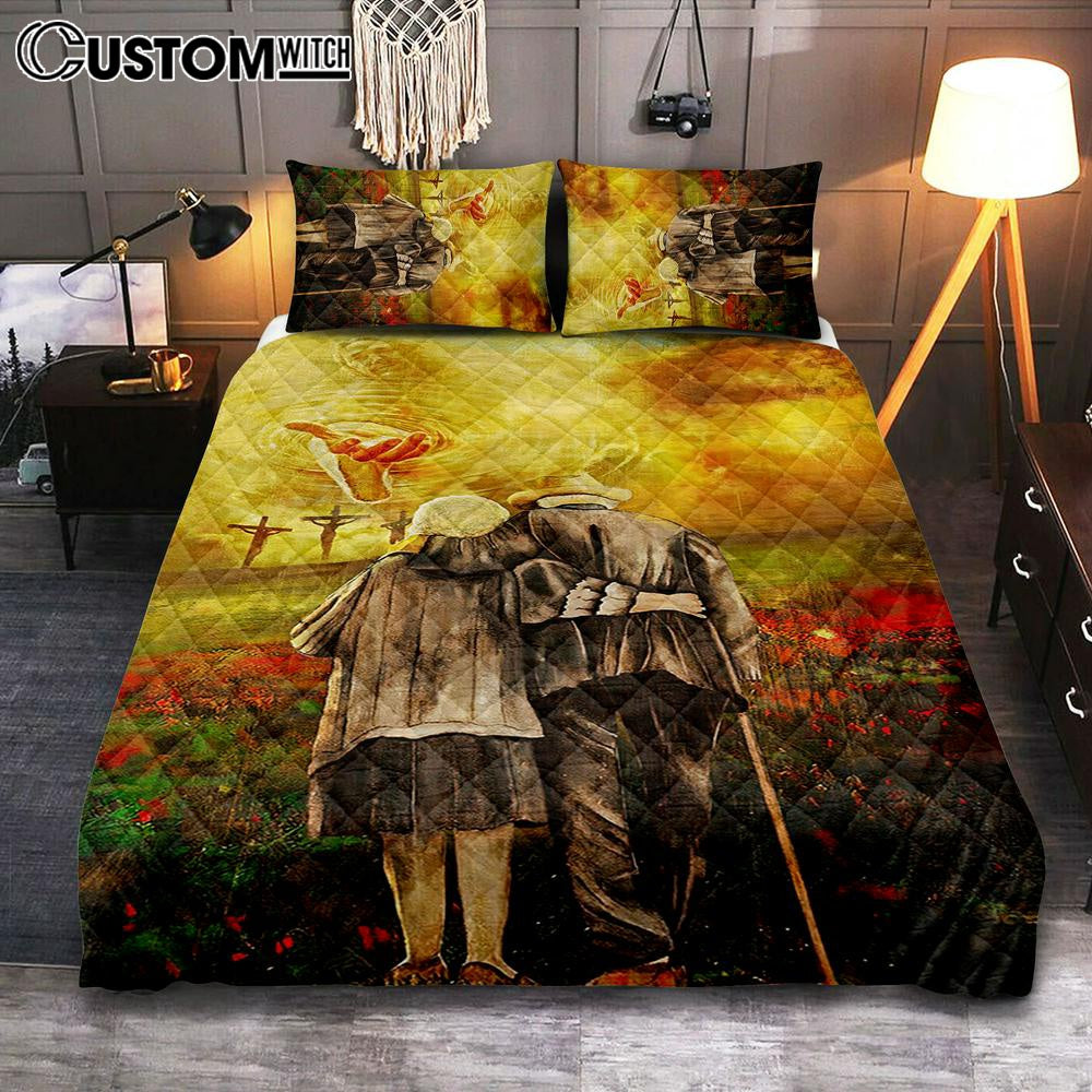 Jesus And An Old Couple Quilt Bedding Set Bedroom - Jesus Quilt Bedding Set Pictures - Christian Quilt Bedding Set Bedroom