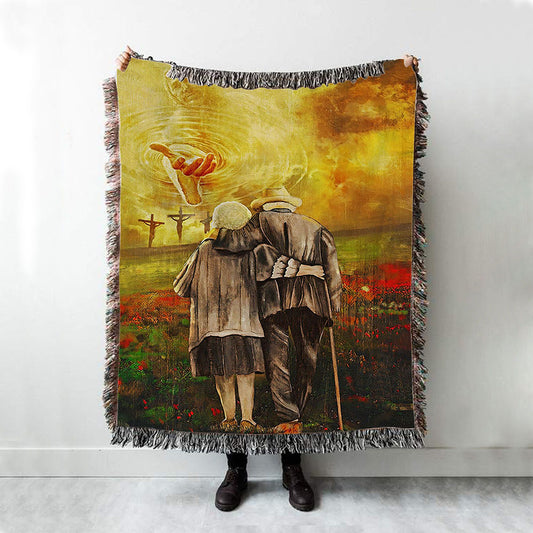 Jesus And An Old Couple Woven Throw Blanket - Jesus Woven Blanket Pictures - Christian Woven Throw Blanket