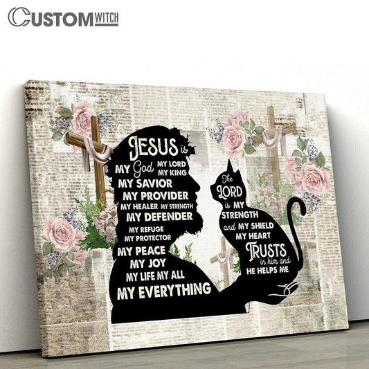 Jesus And Cat Canvas Wall Art - Jesus Christ Canvas - Christian Canvas Prints
