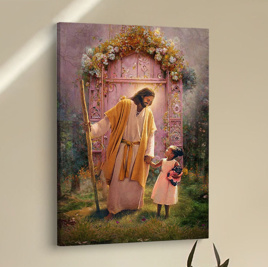 Jesus And Child Girl Canvas Pictures - Jesus Art Prints - Jesus Art - Christian Home Decor
