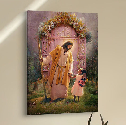 Jesus And Child Girl Canvas Pictures - Jesus Art Prints - Jesus Art - Christian Home Decor