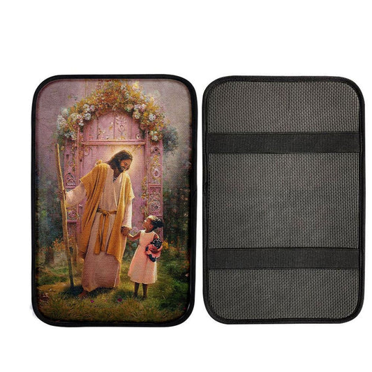 Jesus And Child Girl Car Center Console Cover, Jesus Art, Car Interior Accessories