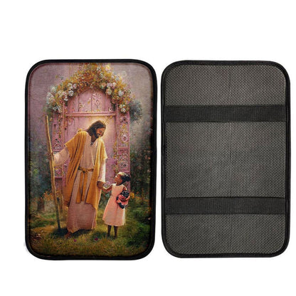 Jesus And Child Girl Car Center Console Cover, Christian Car Armrest Accessories