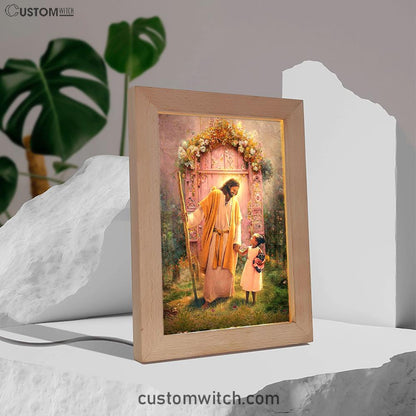 Jesus And Child Girl Frame Lamp Pictures - Jesus Art Prints - Jesus Art - Christian Home Decor