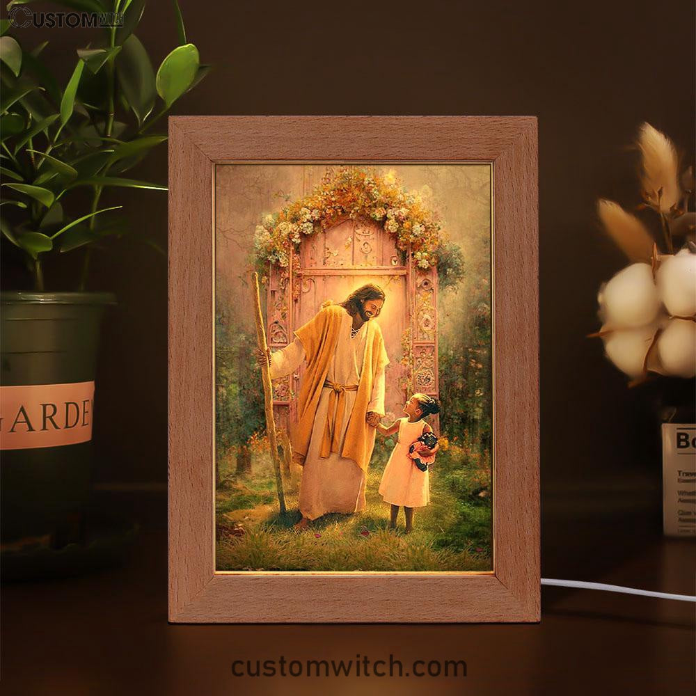 Jesus And Child Girl Frame Lamp Pictures - Jesus Art Prints - Jesus Art - Christian Home Decor