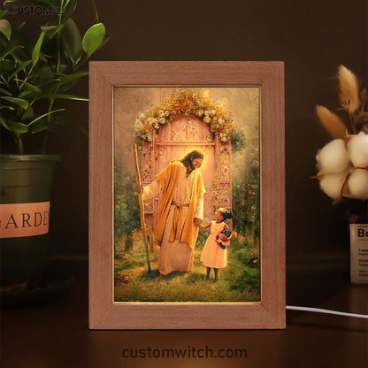Jesus And Child Girl Frame Lamp Pictures - Jesus Art Prints - Jesus Art - Christian Home Decor