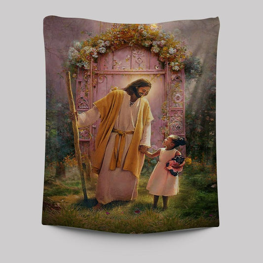 Jesus And Child Girl Tapestry Pictures - Jesus Art Prints - Jesus Art -  Christian Indoor Wall Tapestries