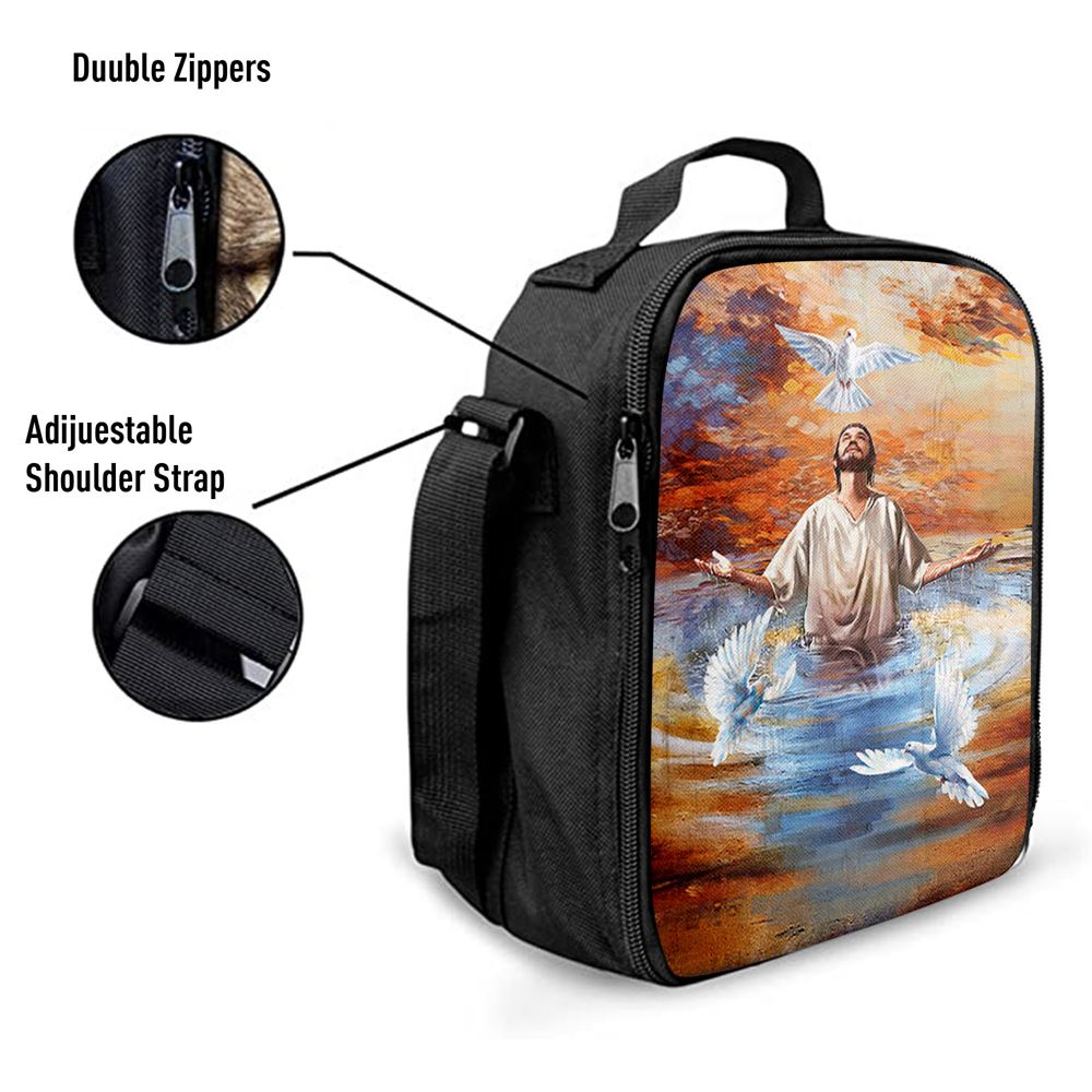 Jesus And Doves Baptism Lunch Bag, Christian Lunch Box For School, Picnic