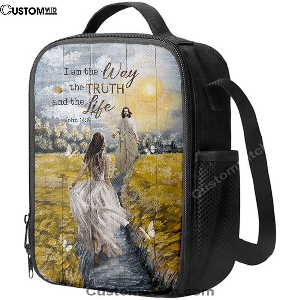 Jesus And Girl I Am The Way The Truth And The Life Lunch Bag, Christian Lunch Box For School, Picnic