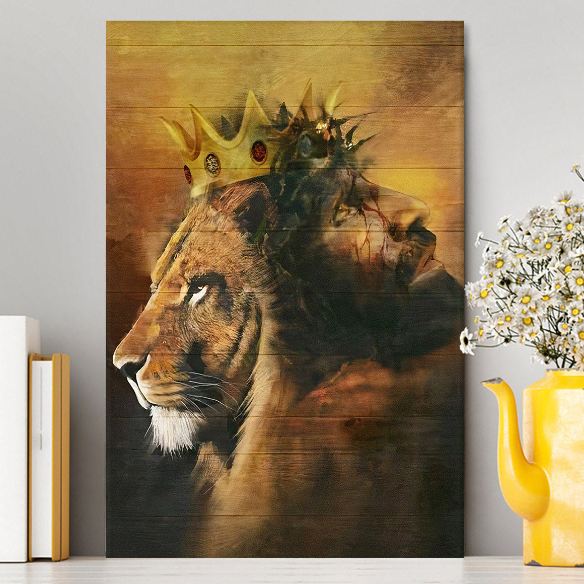 Jesus And King Lion Canvas Wall Art - Jesus Canvas Pictures - Christian Canvas Wall Art