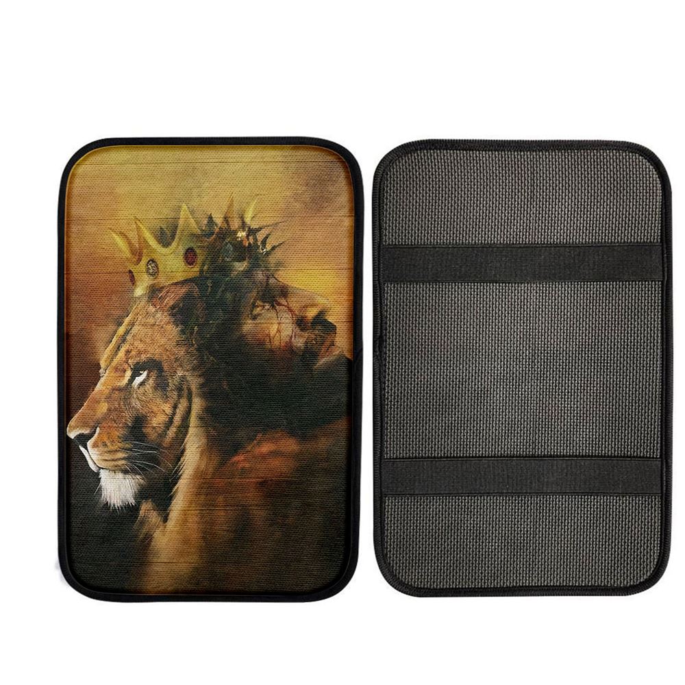 Jesus And King Lion Car Center Console Cover, Christian Car Armrest Accessories