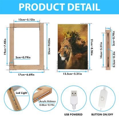 Jesus And King Lion Frame Lamp Art - Jesus Frame Lamp Pictures - Christian Night Light